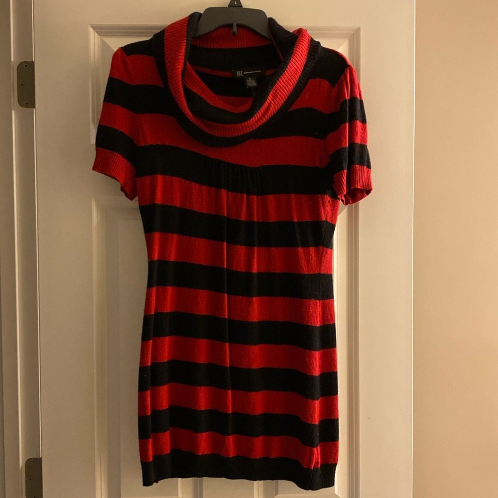 Beautiful Red & Black INC Sweater Dress- Like New!